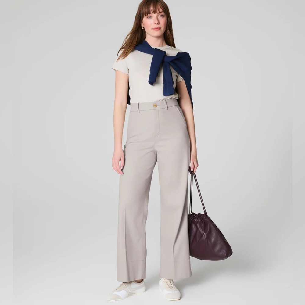 SPANX Stretch Twill High Rise Cropped Wide Leg Pant - M